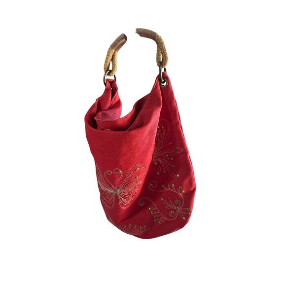 Vintage Nordstrom Red Hobo Handbag Y2K 2000s 90s - Picture 8 of 9